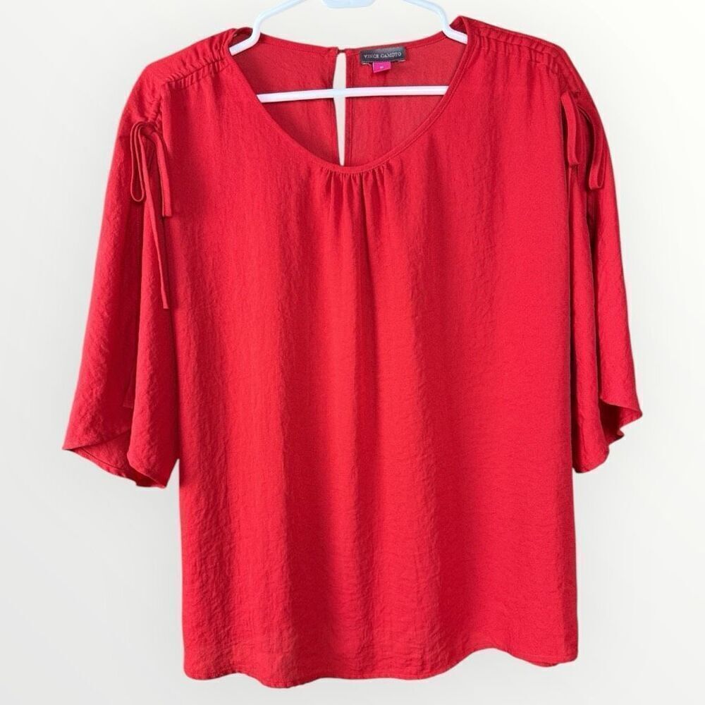 VINCE CAMUTO Red Split Flutter Sleeve Blouse | XL - image 1